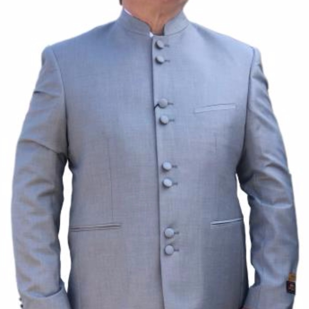 Mandarin 8 Button Suit In Gray For Men
