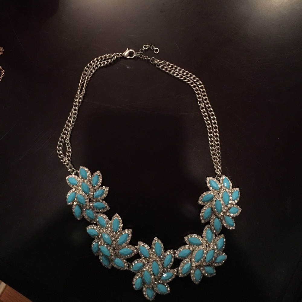 Bauble Bar turquoise and rhinestone necklace