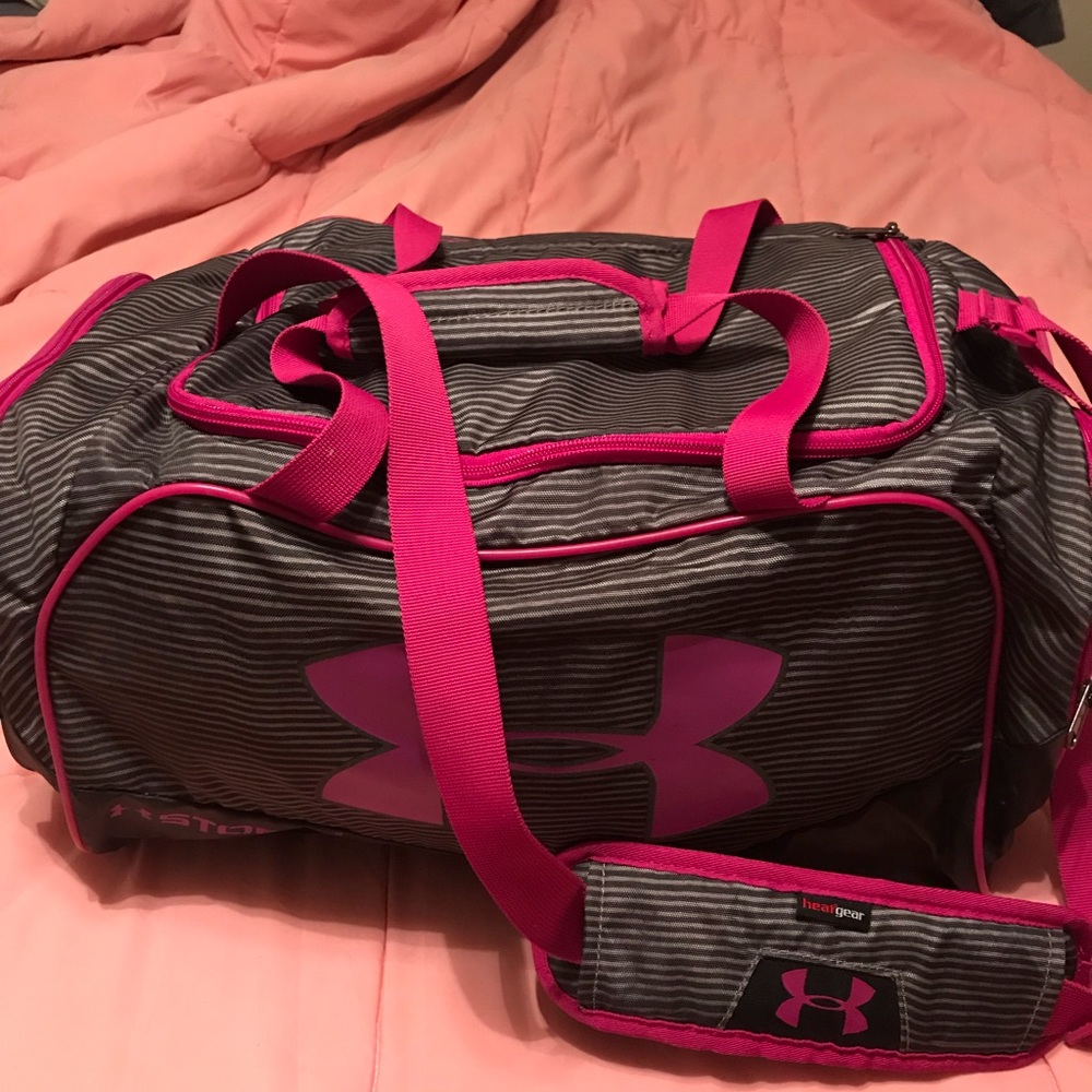 Pink and Grey UA gym bag