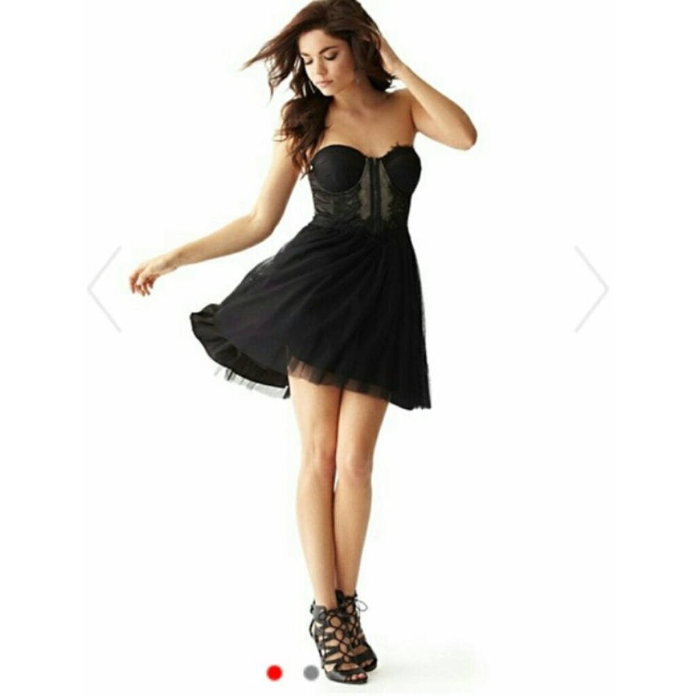 NWT GUESS Bustier Strapless Chiffon Dress 2