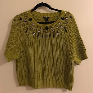 Cropped short sleeve sweater