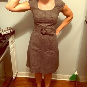 Ann Taylor fit and flare, belted dress Size 0