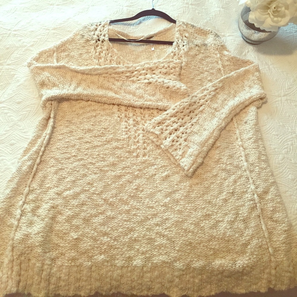 Free People sweater with crochet detail