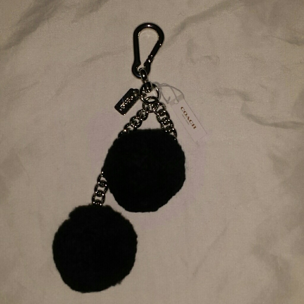 Nwt Coach Shearling Pompom keychain
