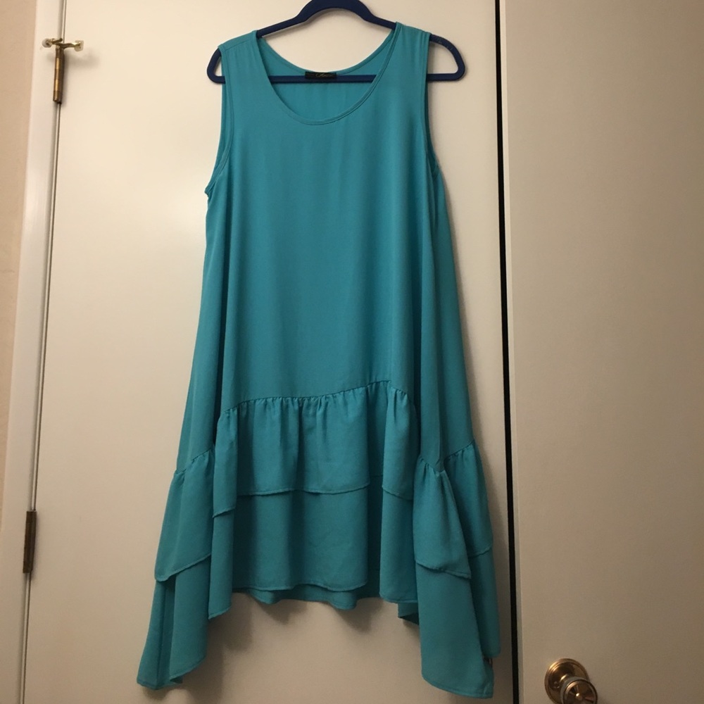 Ruffled high low tunic dress