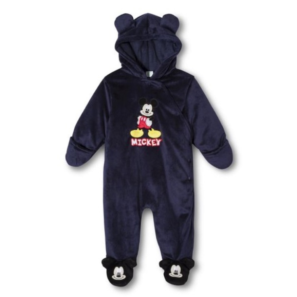Navy Blue One Piece Mickey Mouse Hood Snowsuit