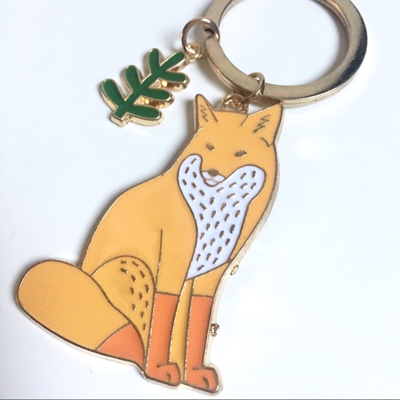 Gold Plated Enamel Fox Keyring - Picture 2 of 3