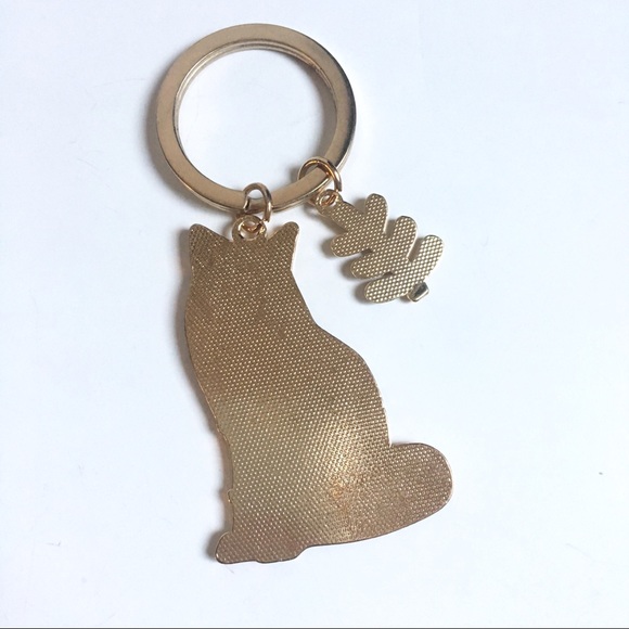 Gold Plated Enamel Fox Keyring - Picture 3 of 3