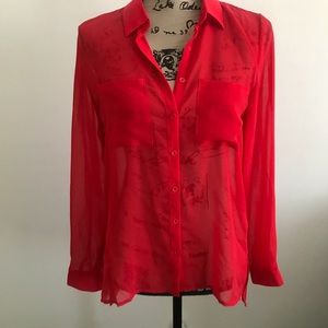 Sheer red blouse