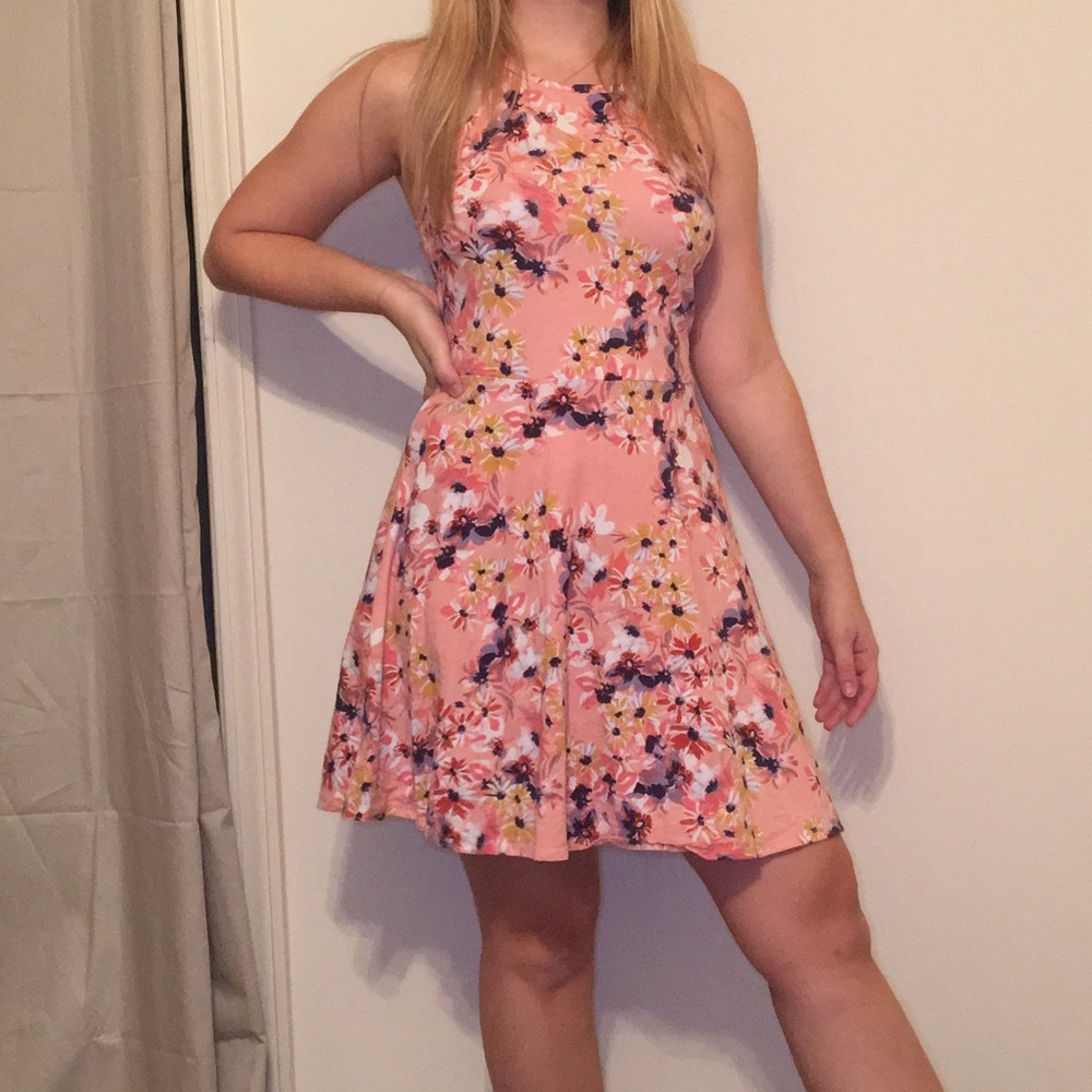 Pink Floral Skater Style Dress