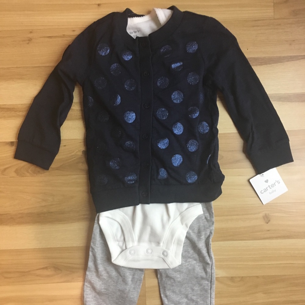 New Carter’s girl 3 piece outfit long sleeve pants