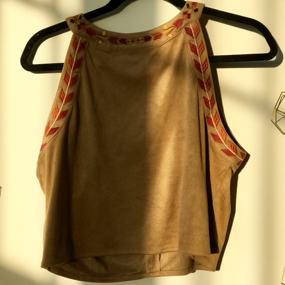 Suede, Tribal crop-top (Urban Outfitters)
