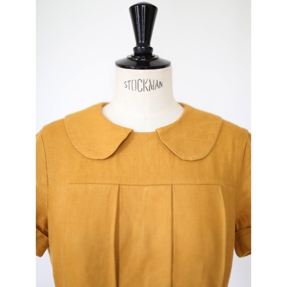 SEE BY CHLOE Yellow Pleated Linen Mini Dress - Picture 4 of 8