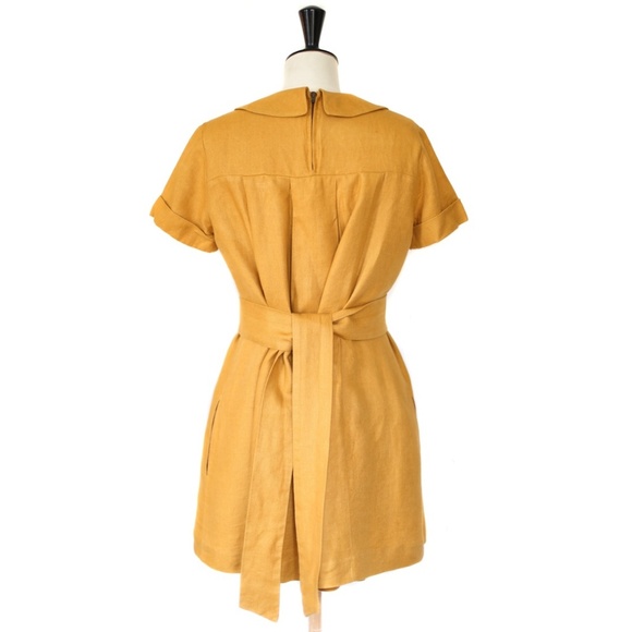 SEE BY CHLOE Yellow Pleated Linen Mini Dress - Picture 6 of 8