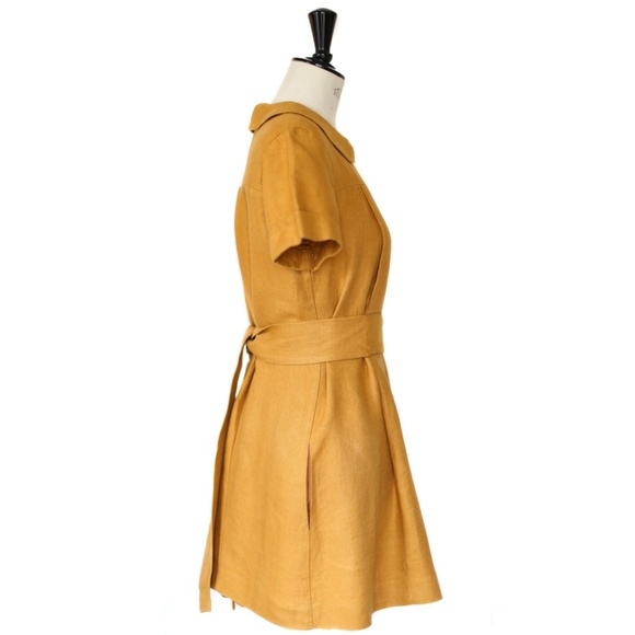 SEE BY CHLOE Yellow Pleated Linen Mini Dress - Picture 5 of 8