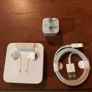 iPhone charger with headphones and car piece