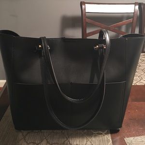 Sole Society Black Leather Tote Purse