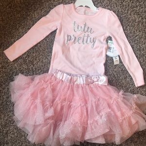 Kids long sleeve top with Sparkly pink tutu