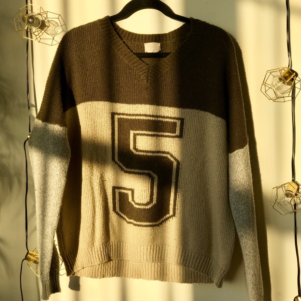 Vintage letterman-style knit sweater