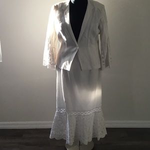 White Lace Embellished Suit
