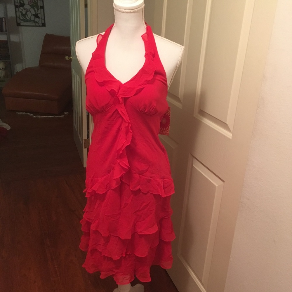 Red Silk formal cocktail dress NWT size 4