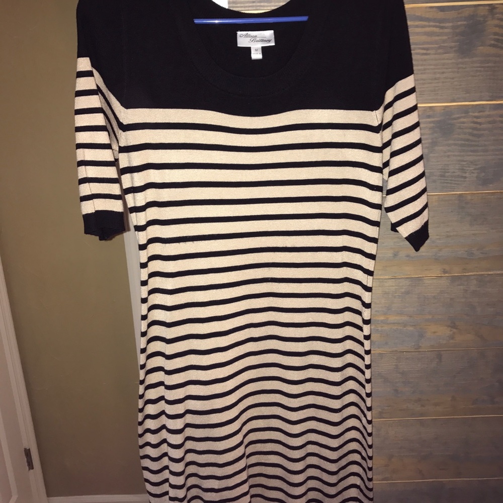 Black and Tan striped sweater dress