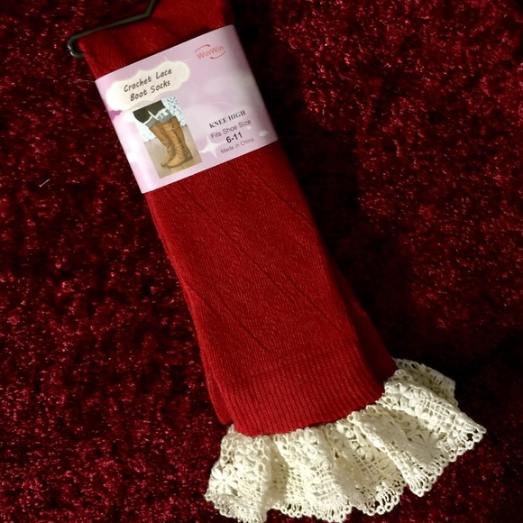🌸 Knee Hi Knit Socks w/Crochet Hem-NWT🌸 - Picture 2 of 7