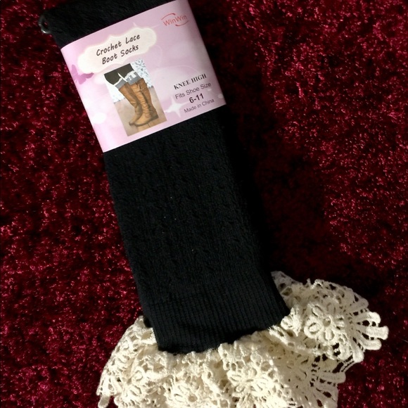 🌸 Knee Hi Knit Socks w/Crochet Hem-NWT🌸 - Picture 6 of 7