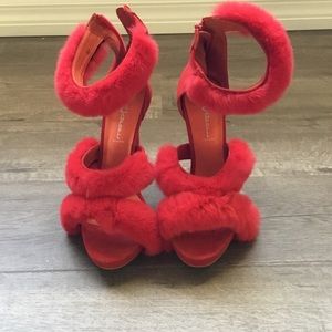 Jeffrey Campbell Red Furry Heels