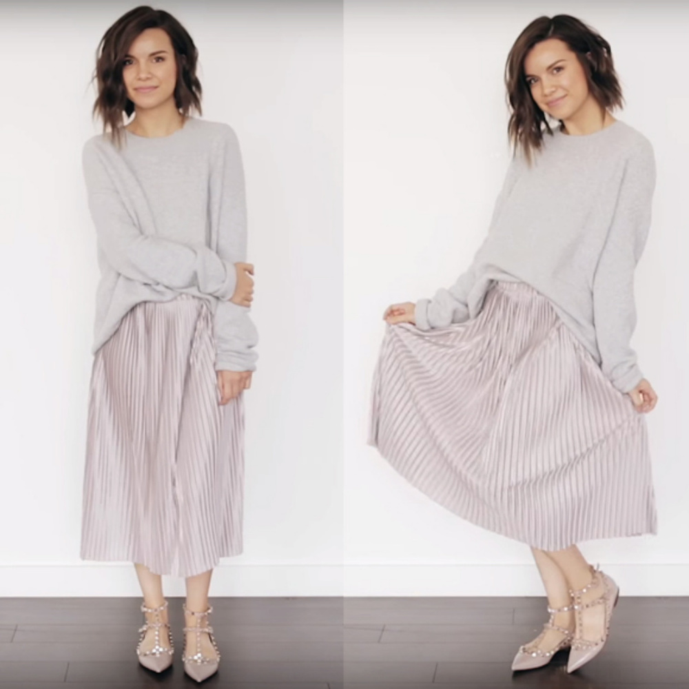 NWT Zara Pleated Midi Skirt S