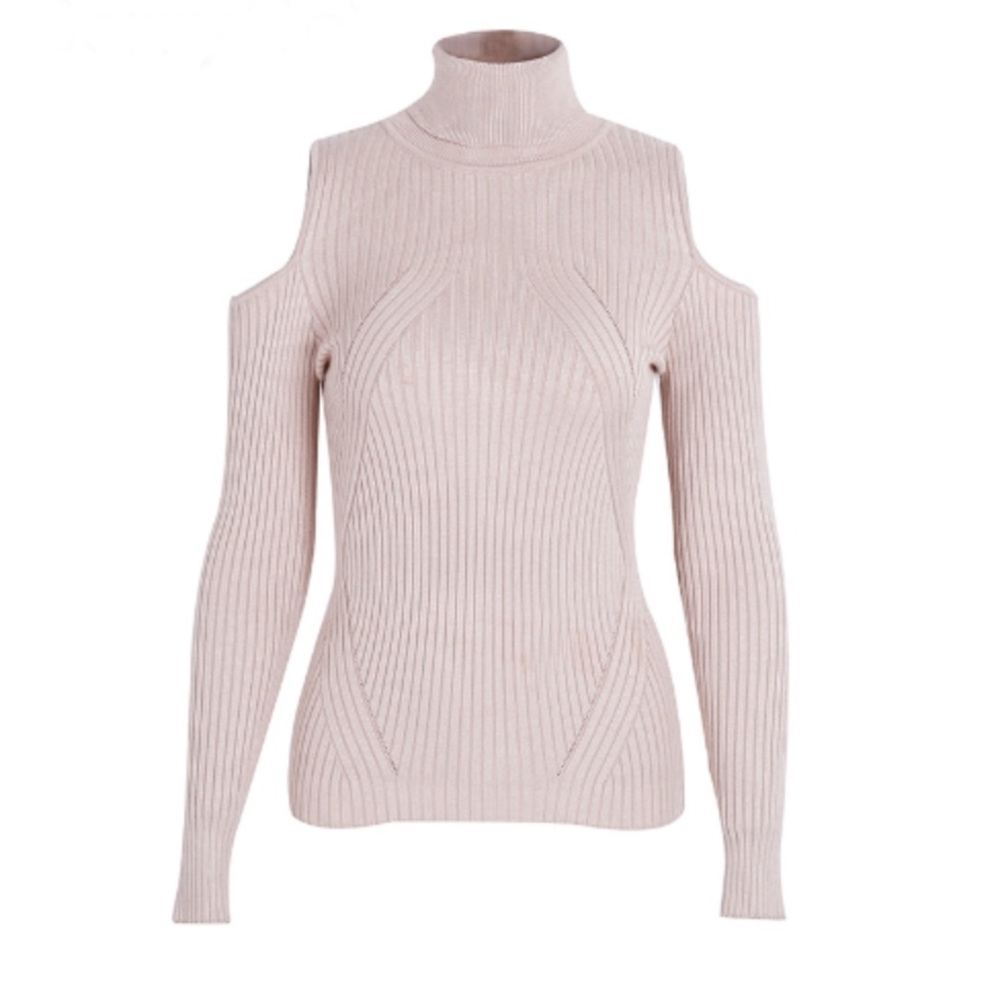 🆕 'Aislyn' Blush Ribbed Cutout High Neck Sweater - Picture 5 of 8