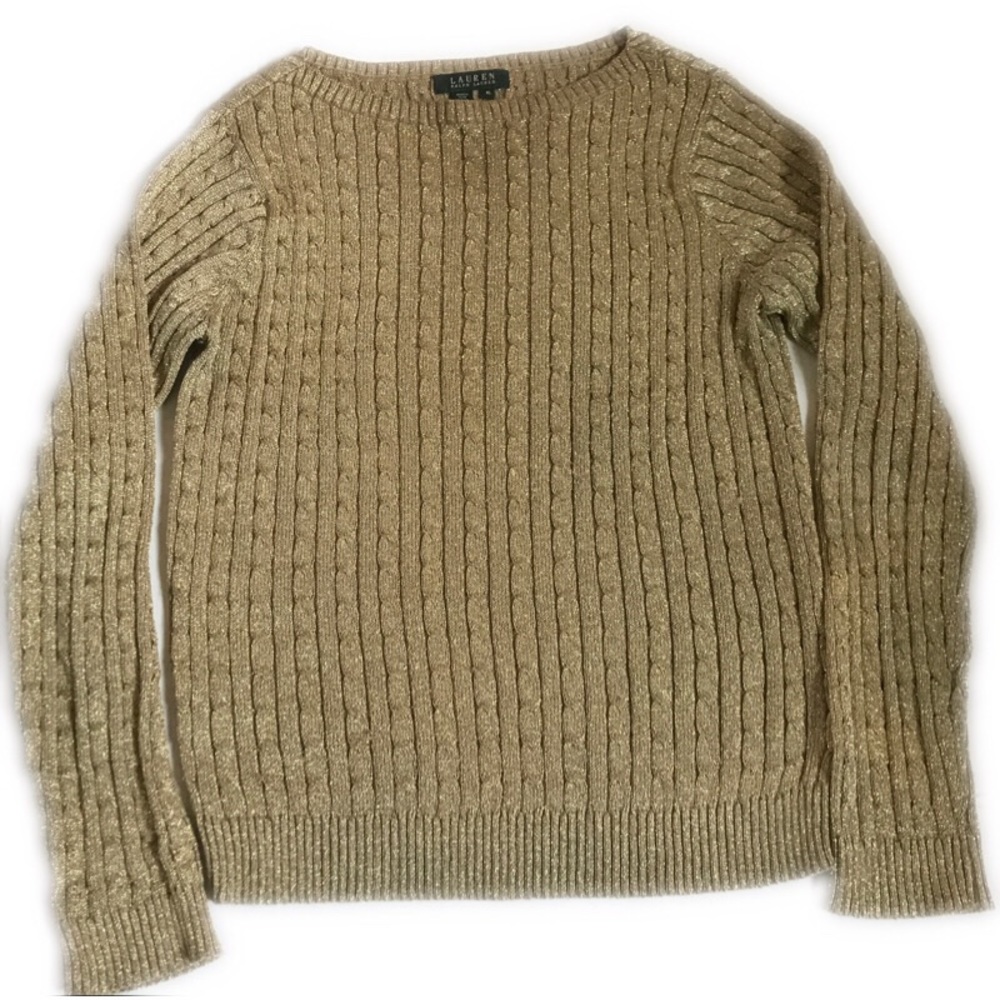Lauren Ralph Lauren Gold Metallic  Sweater XL