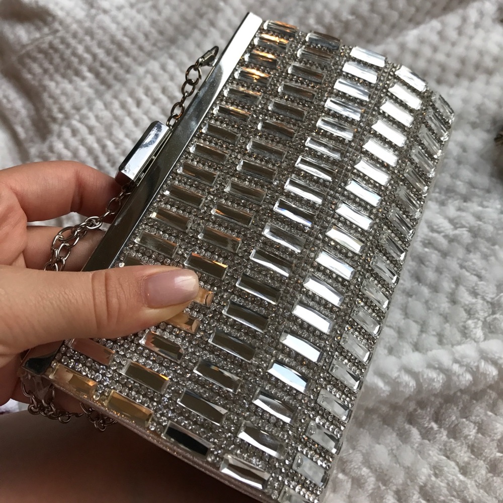 Silver Crystal Clutch