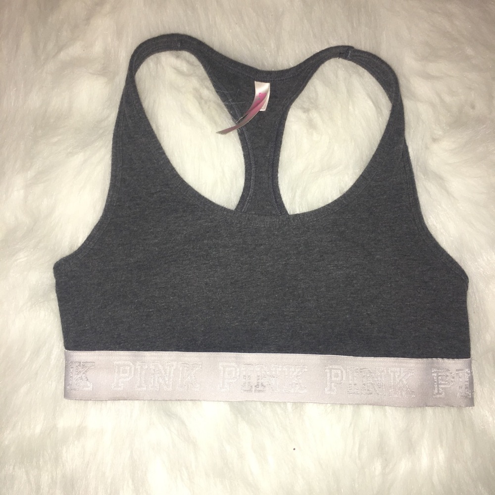Grey PINK sports bra