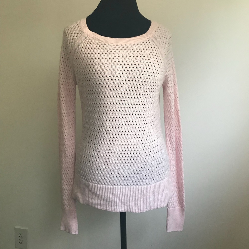 Soft Pink Open-Knit Sweater AEO