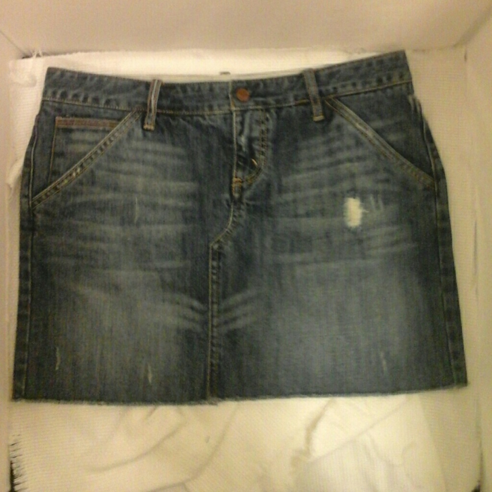X2 DENIM LABORATORY Distressed Jean Skirt