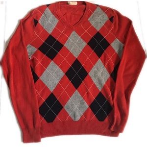 J. Crew Cotton Cashmere Argyle Sweater Small Mens