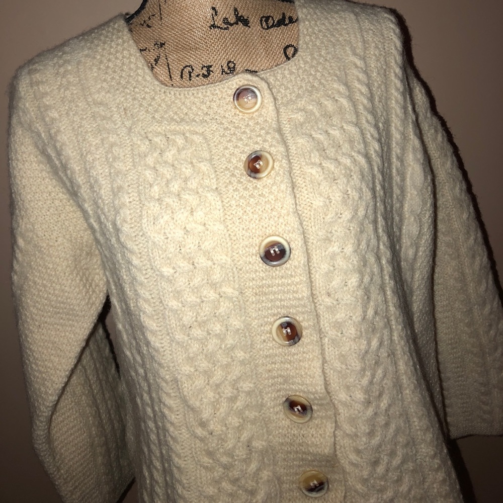 GENUINE IRISH SWEATER WOOL CARDIGAN SZ LG