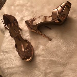 Gianni Bini Rose Gold Strappy Platform Sandals