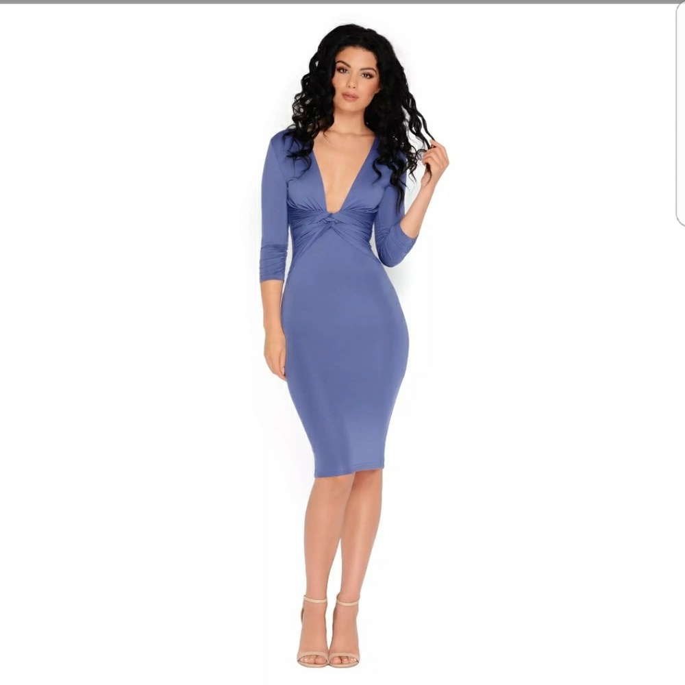 Dusky blue midi dress