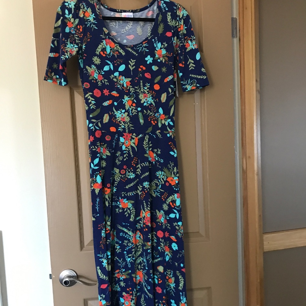 Lularoe Ana dress- size small- blue garden floral