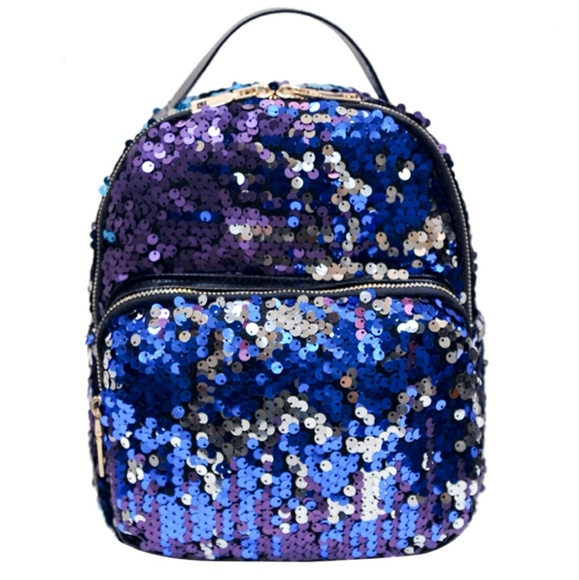 Handbags - Blue Purple Sequin Mini Backpack