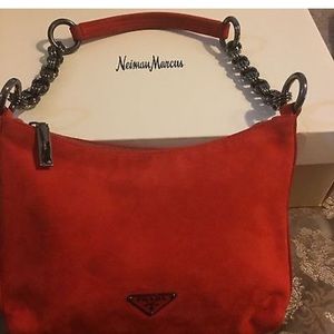 Authentic Prada Orange Suede Handbag