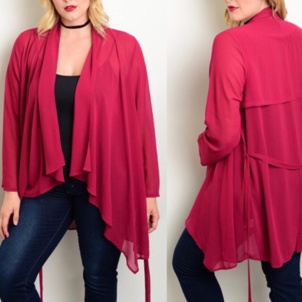 🆕Red Draped Chiffon Cardigan