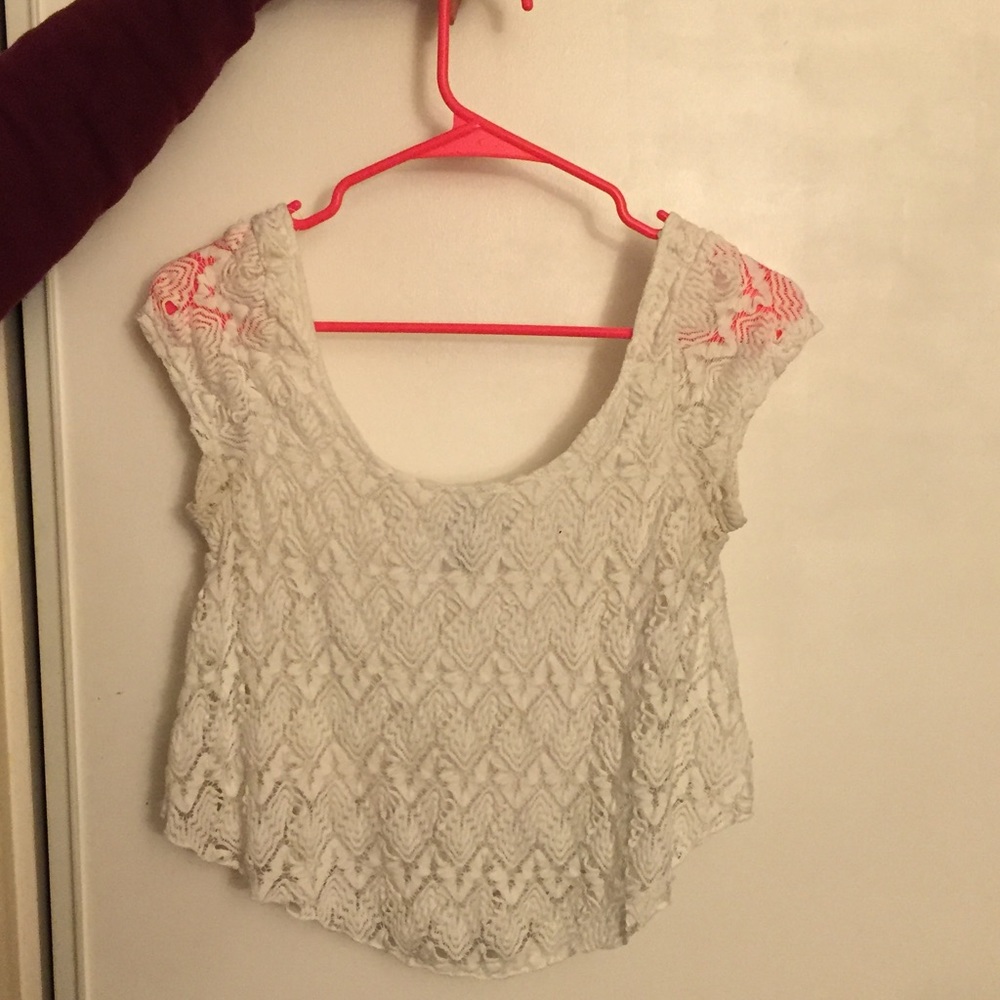 White lace crop top