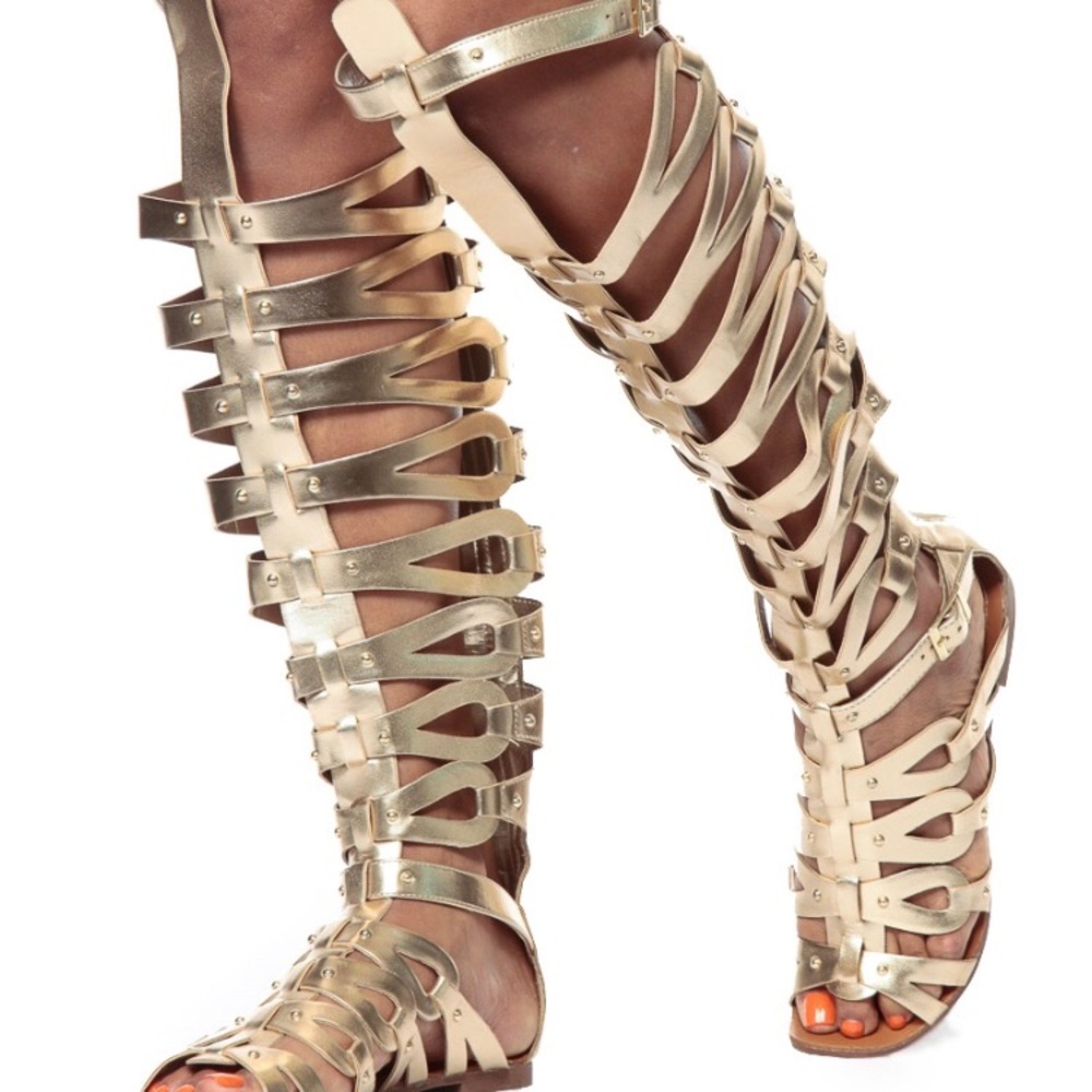 Gold gladiator sandals