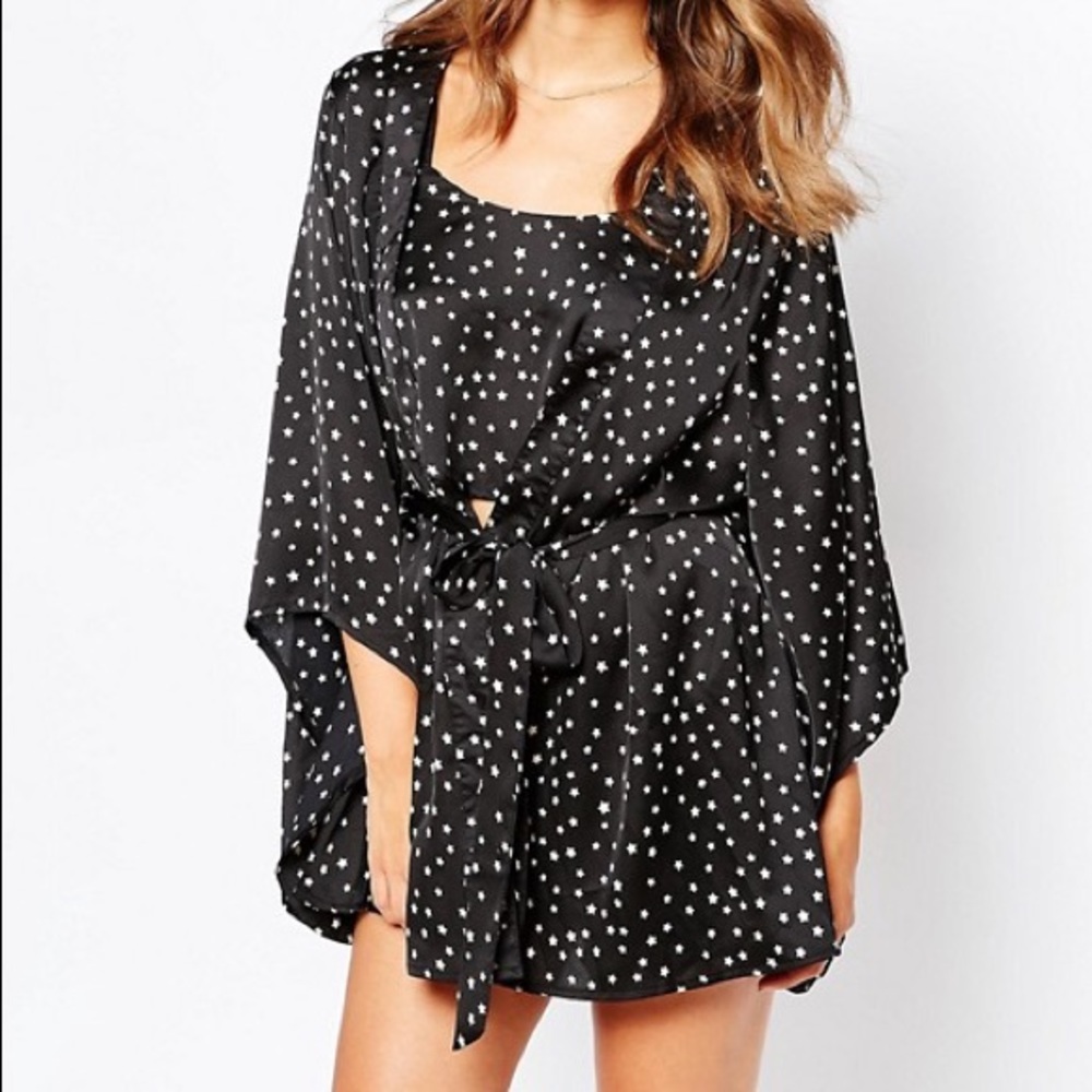 Nasty Gal Lavish Alice Star Print Kimono Robe