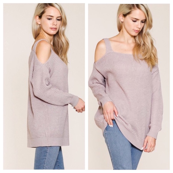 Mauve Cold Shoulder Sweater - Picture 2 of 5