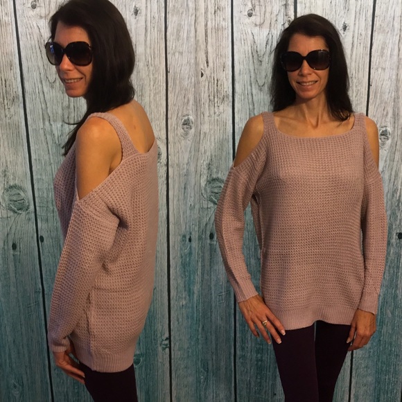 Mauve Cold Shoulder Sweater - Picture 3 of 5