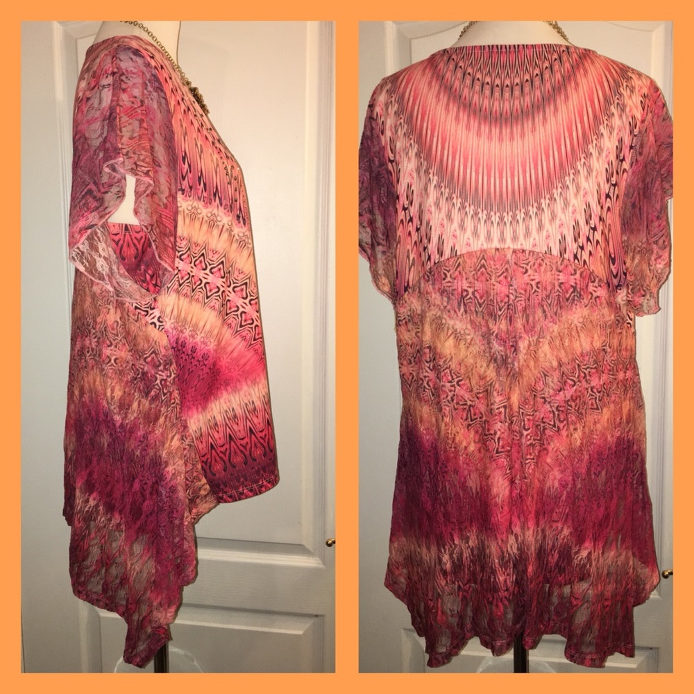 One World Peasant Boho Gypsy Coachella Top - Picture 3 of 5
